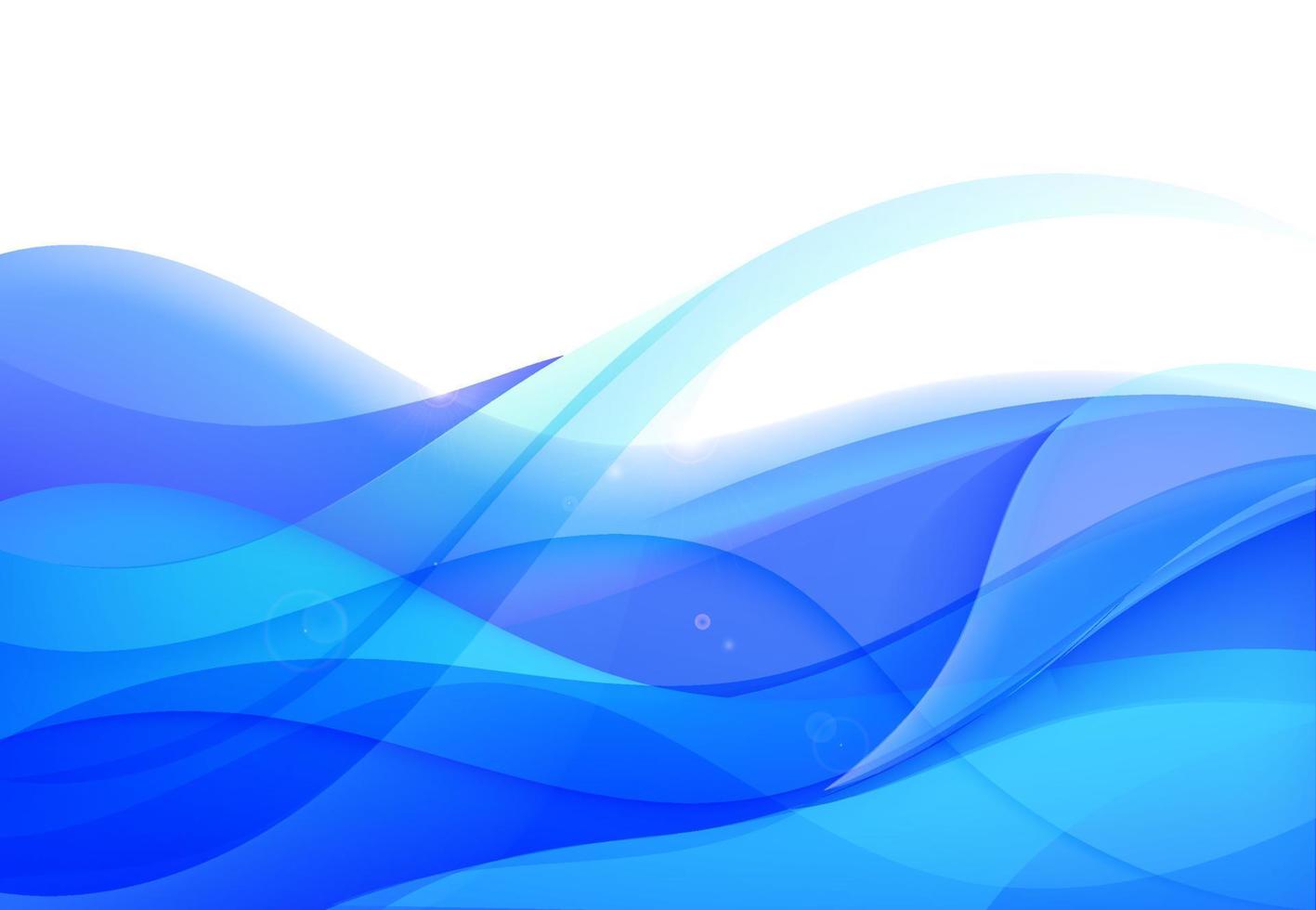 Vector wavy abstract geometric background, blue flow hoizontal banner. Trendy gradient shapes composition.