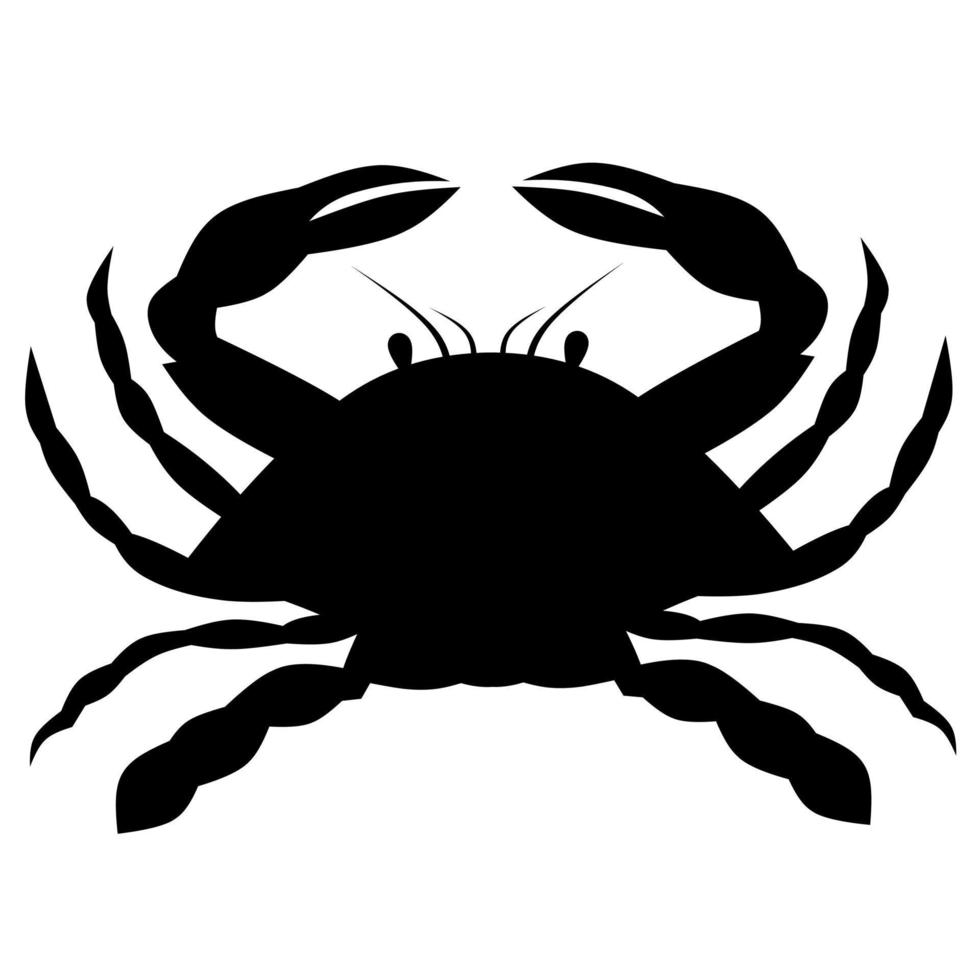 Realistic crab silhouette on white background. Perfect for food logos. Vector illustration