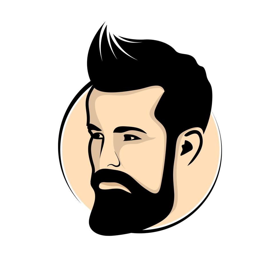 hombre guapo con barba para el logo de la barbería. ilustración vectorial vector