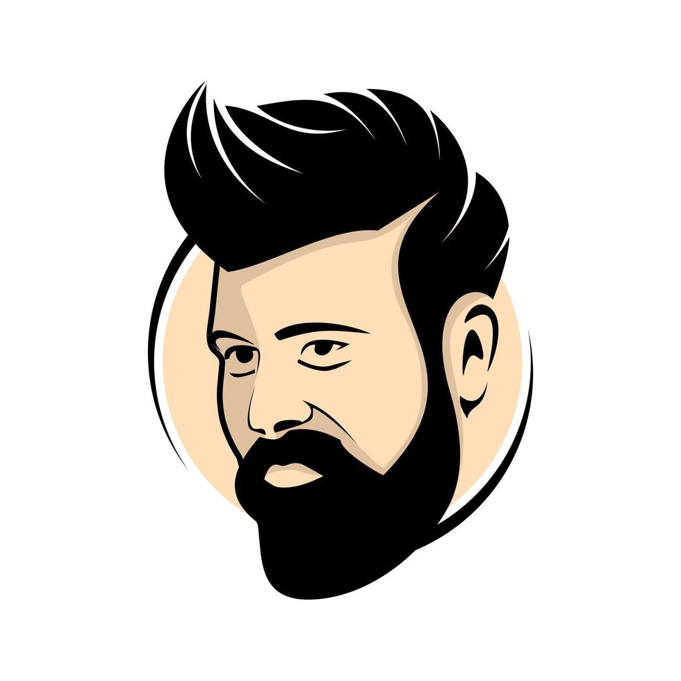 Man with beard for barbershop logo. Vector illustration