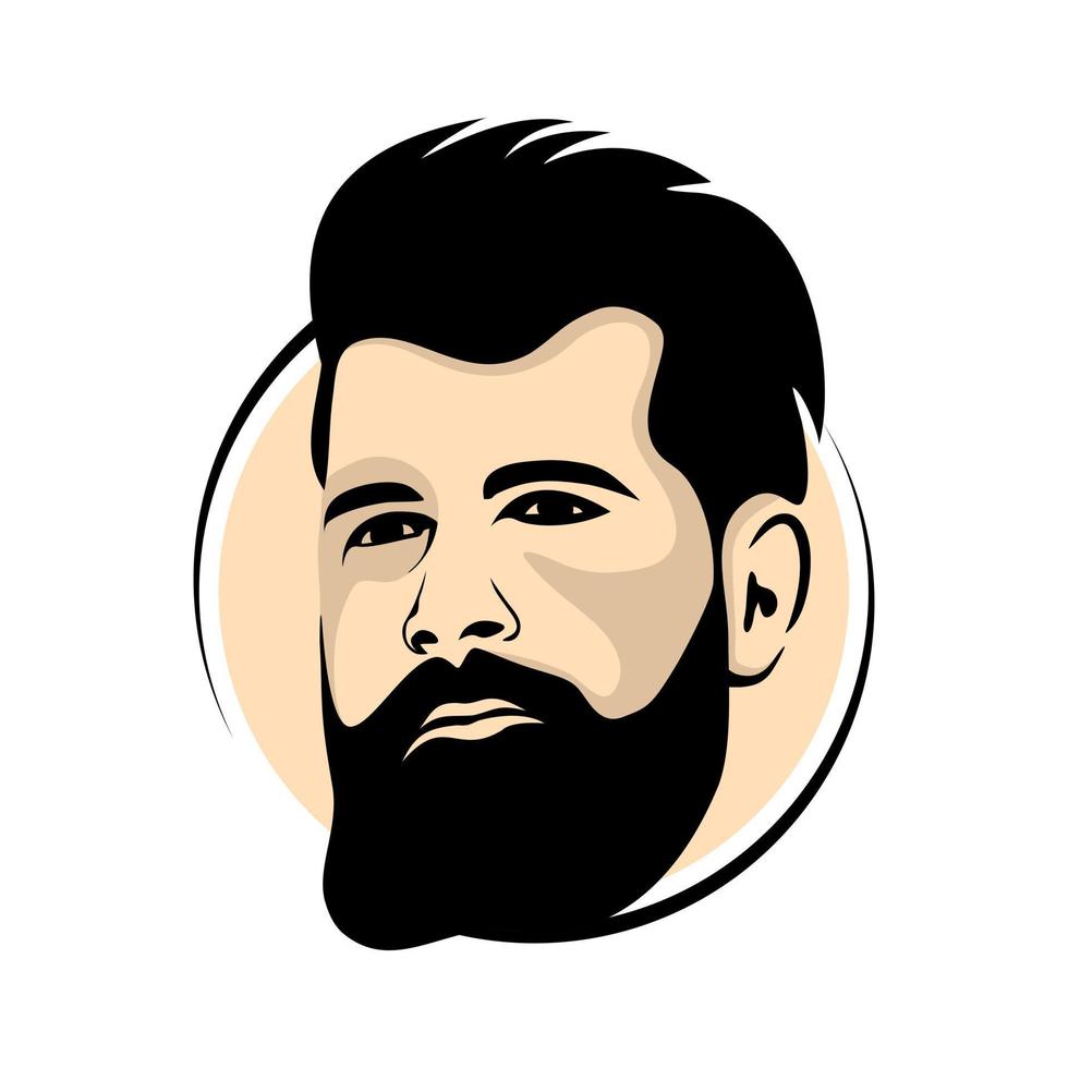 cabeza masculina con barba y cabello elegante para el logo de la barbería. ilustración vectorial vector