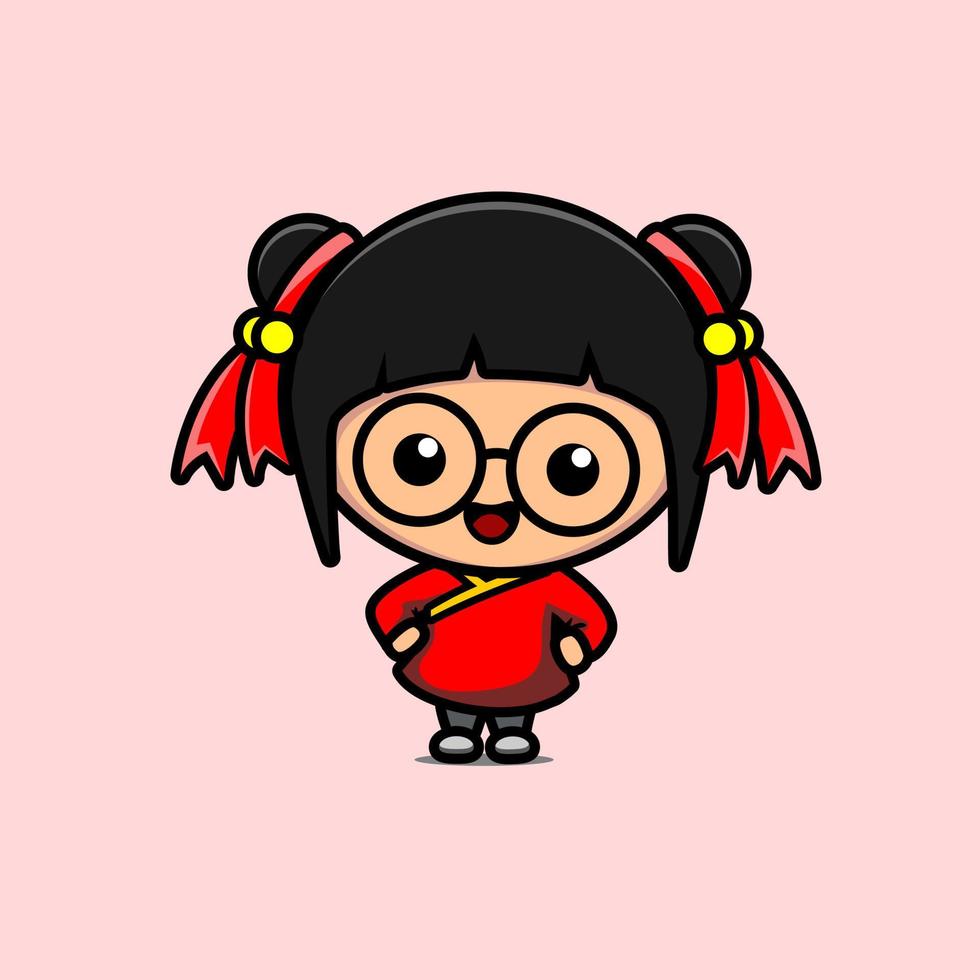 illustration of cute chinese girl vector design