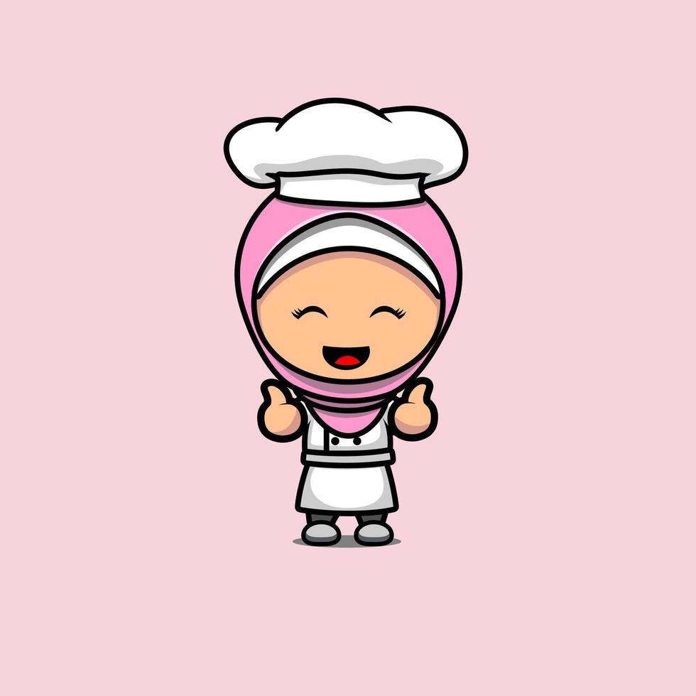 illustration of cute Muslim chef vector design