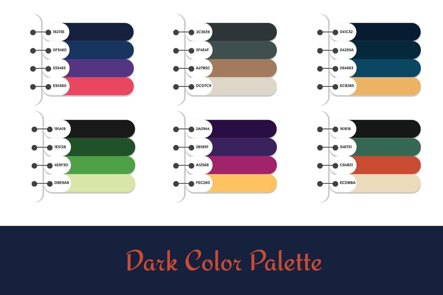 6 DIFFERENT DARK COLOR PALETTES vector