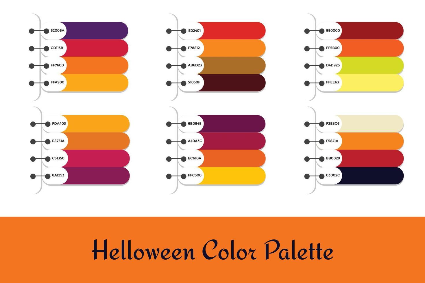 6 DIFFERENT HALLOWEEN COLOR PALETTES vector