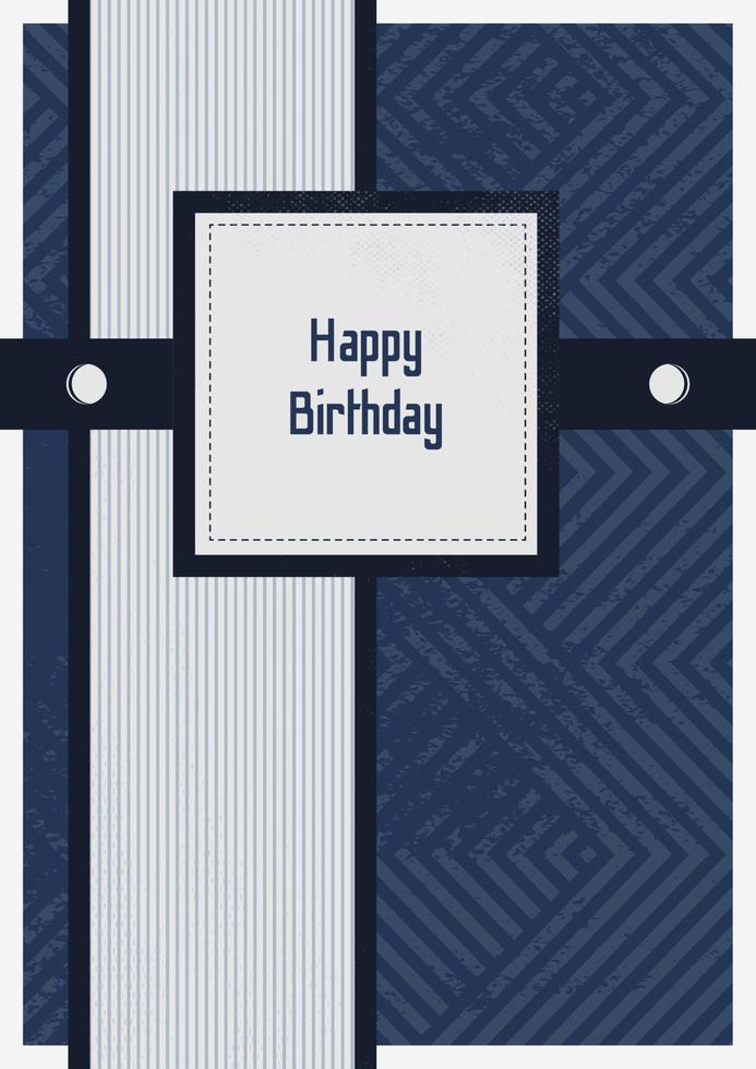 plantilla de tarjeta de felicitación de cumpleaños, feliz día del padre. diseño masculino brutal en estilo retro azul. vector