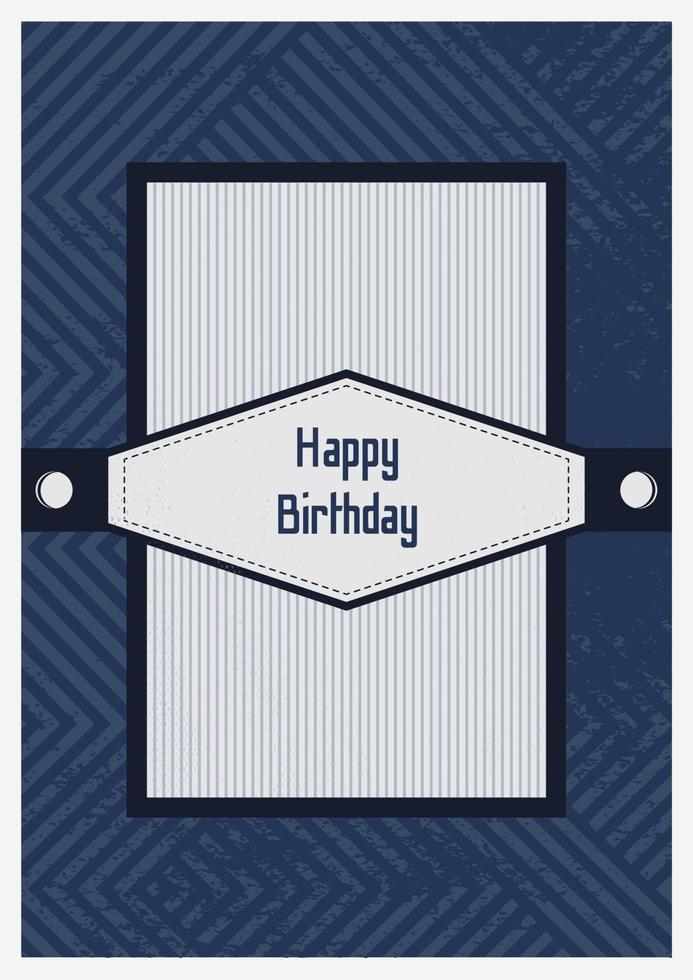 plantilla para tarjeta de felicitación de cumpleaños, feliz día del padre. diseño masculino en azul retro. vector