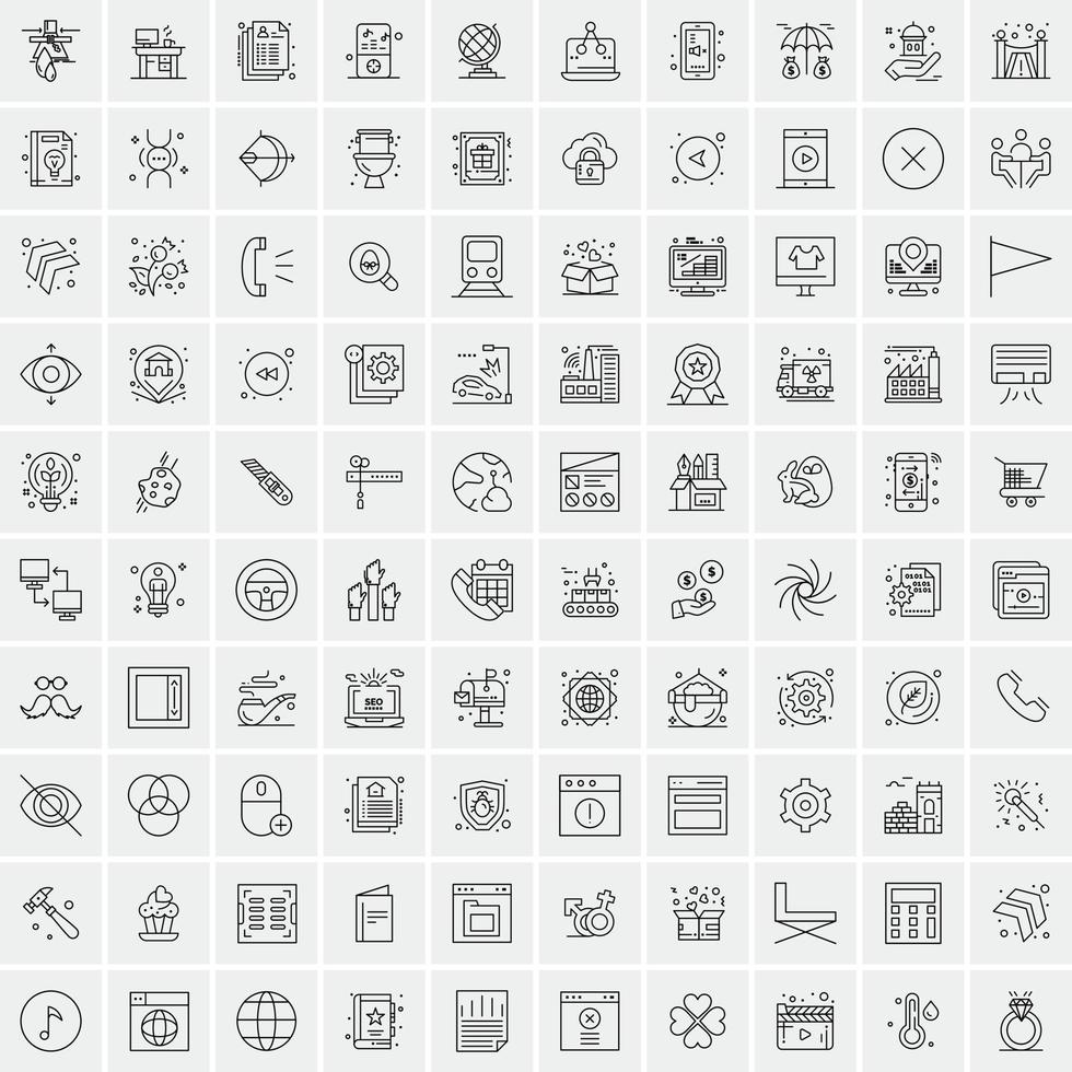 Pack of 100 Universal Line Icons for Mobile and Web vector