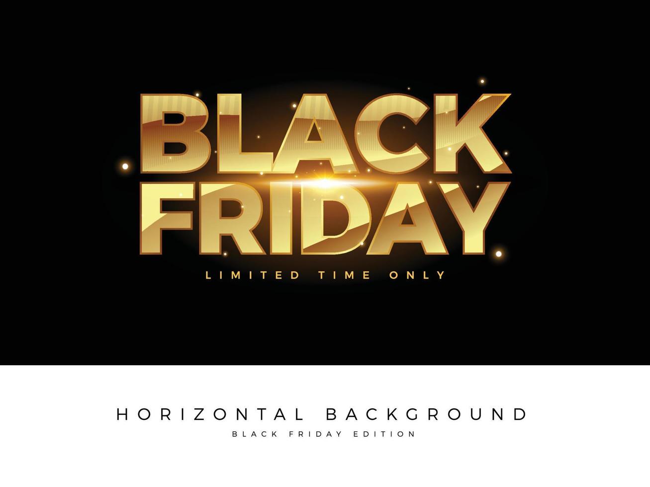 Black Friday text in shiny golden style. Horizontal Background. vector