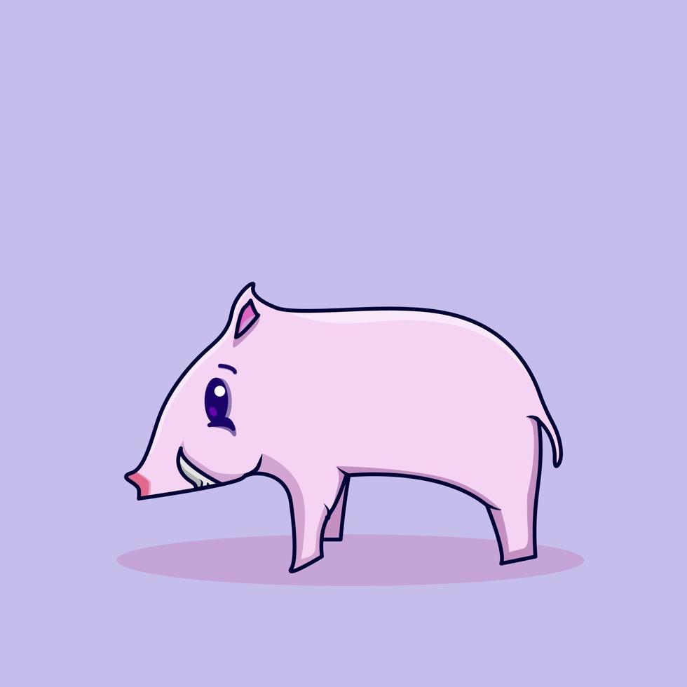 Cute Pig Cartoon Vector Icon Illustration. Animal Wildlife Icon Concept Isolated Premium Vector. Flat Cartoon Style.