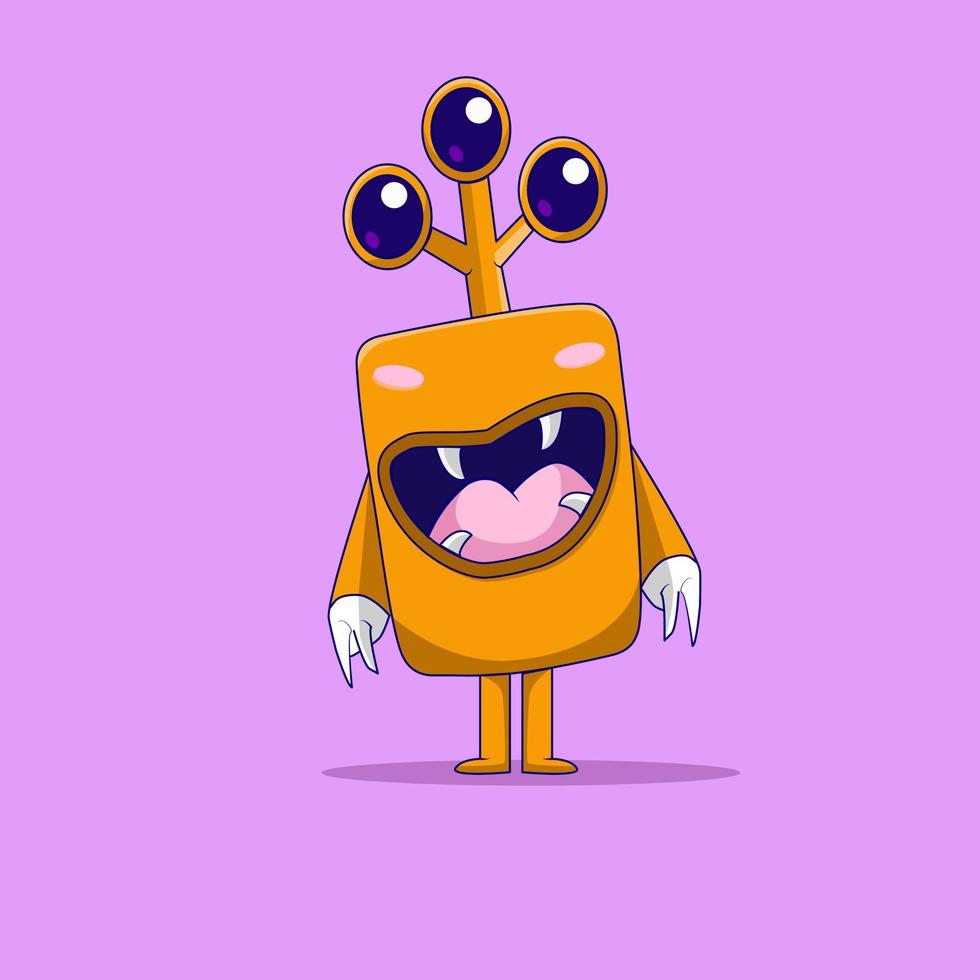 Cute monster kid cartoon vector icon illustration. monster holiday icon concept isolated premium vector. flat