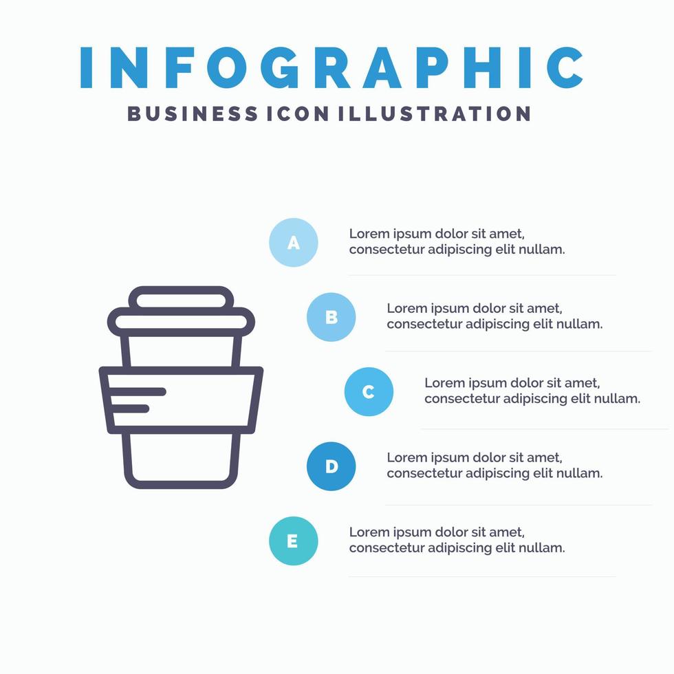 Glass Study Drink Line icon with 5 steps presentation infographics Background vector