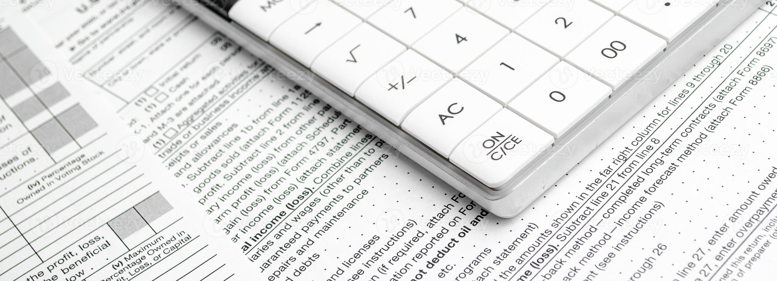 US tax form and calculator. Tax concept 2023 photo