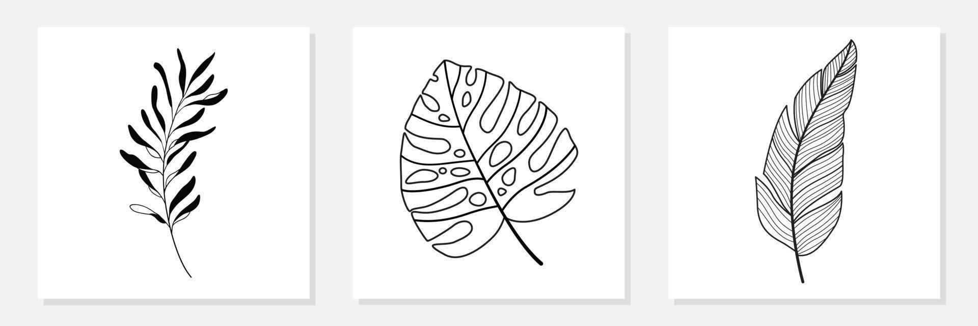 leaves art vector illustration of Doodle cute for design.line art drawing.