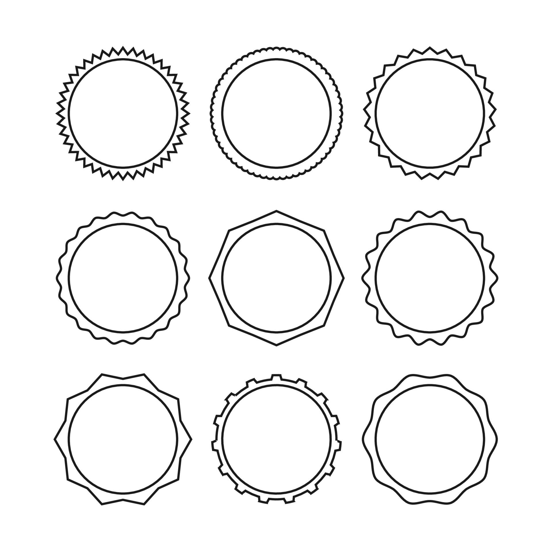 set of black round logo badges outline vector illustration 13225879