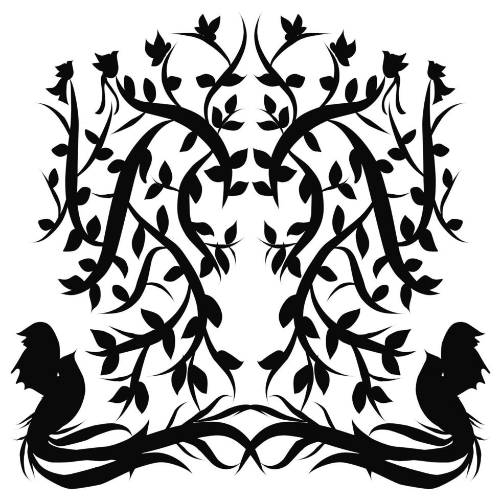 Aesthetic design tattoos with pictures of beautiful birds and tree branches vector