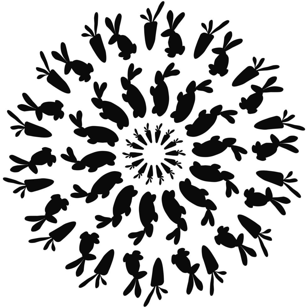 Rabbit and carrot mirror tattoo vector