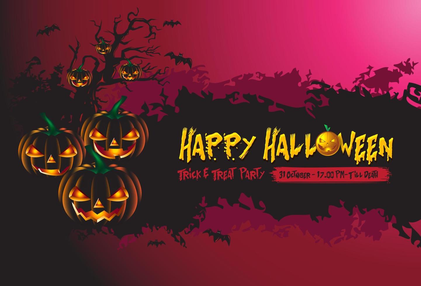 diseño de fondo de celebración de fiesta de diversión de feliz halloween. elementos de halloween, noche de halloween vector