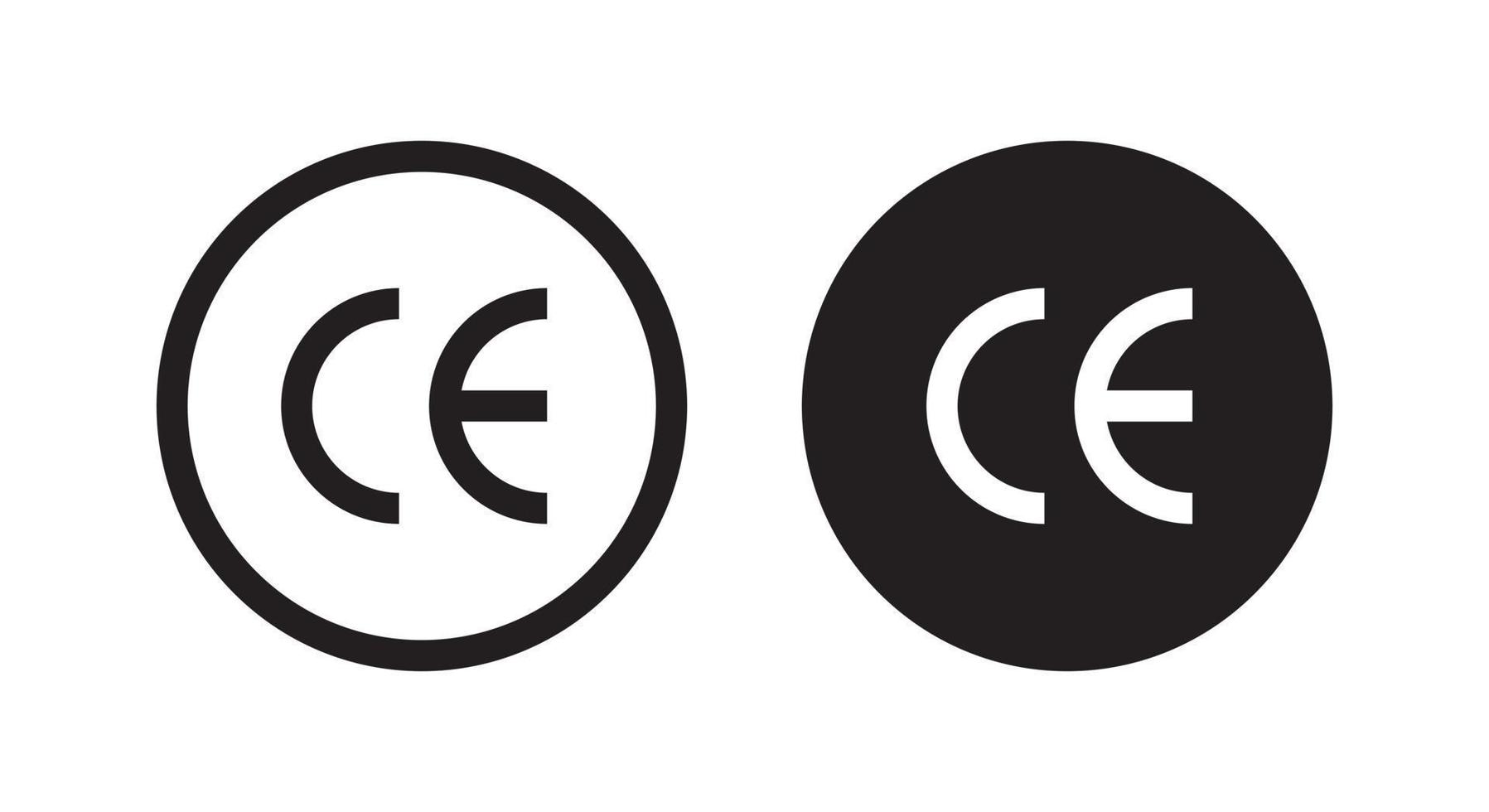 CE marking icon vector isolated on circle background. Conformity Europene sign symbol