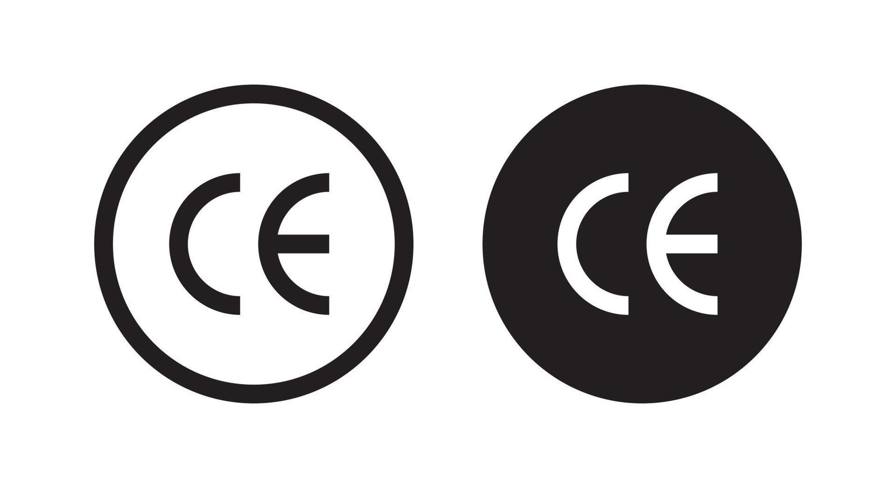 CE marking icon vector isolated on circle background. Conformity Europene sign symbol