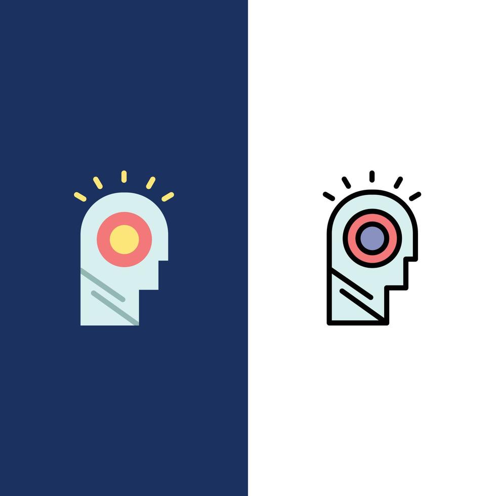 Idea Light Man Hat  Icons Flat and Line Filled Icon Set Vector Blue Background