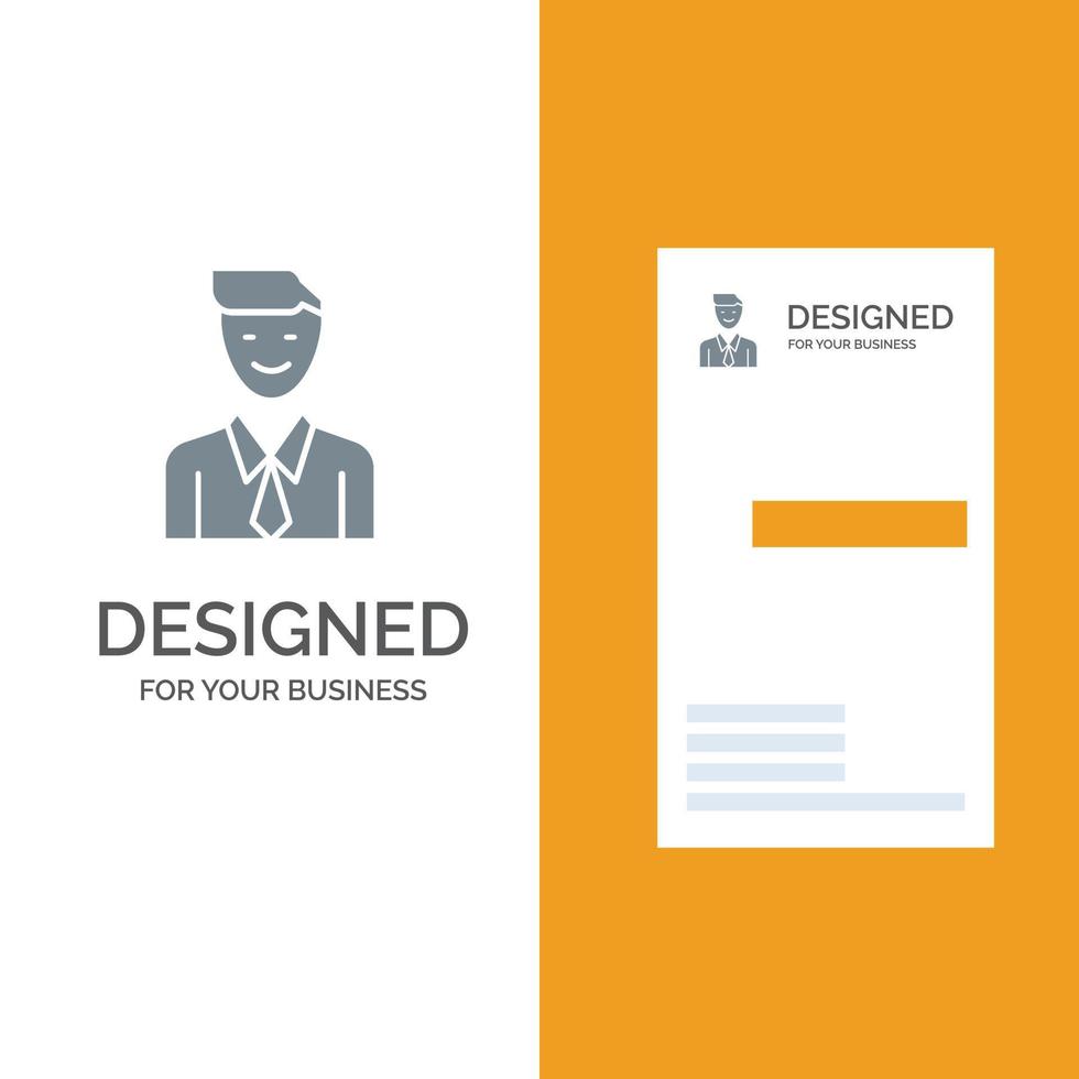 Business Executive Job Man Selection Grey Logo Design and Business Card Template vector