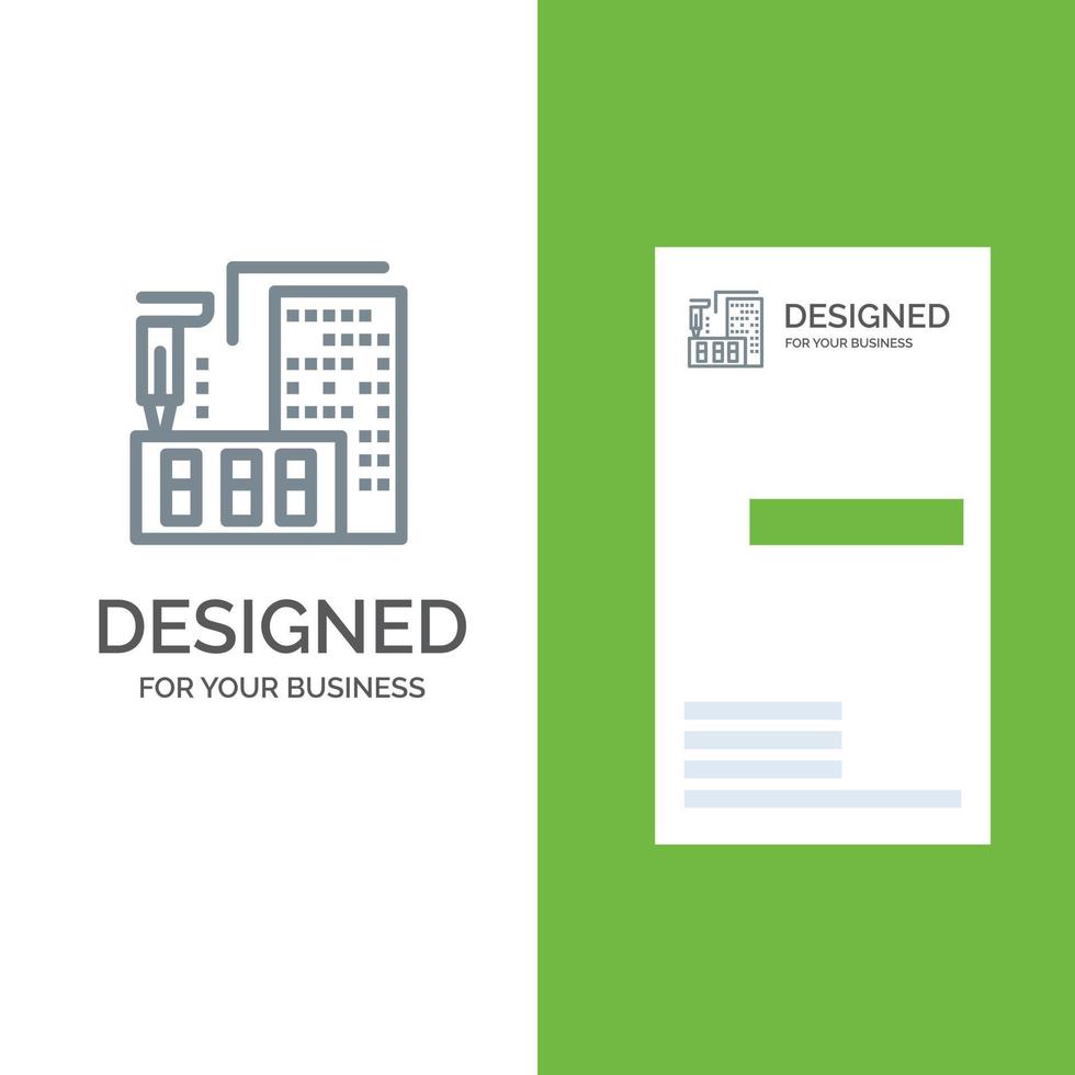 3d arquitectura construcción fabricación hogar gris diseño de logotipo y plantilla de tarjeta de visita vector