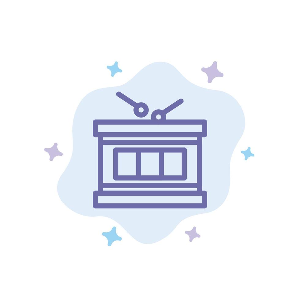 Drum Instrument Irish Parade Blue Icon on Abstract Cloud Background vector