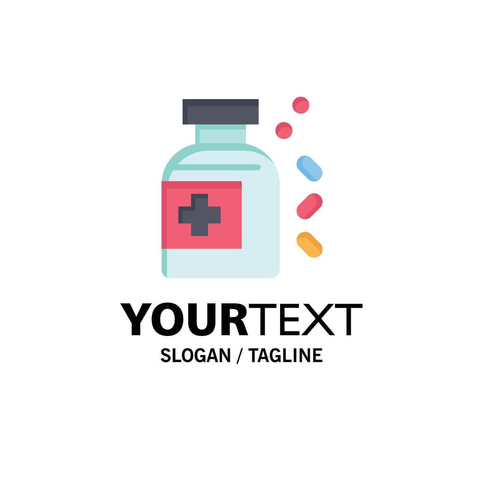 botella medicina tableta empresa logotipo plantilla color plano vector