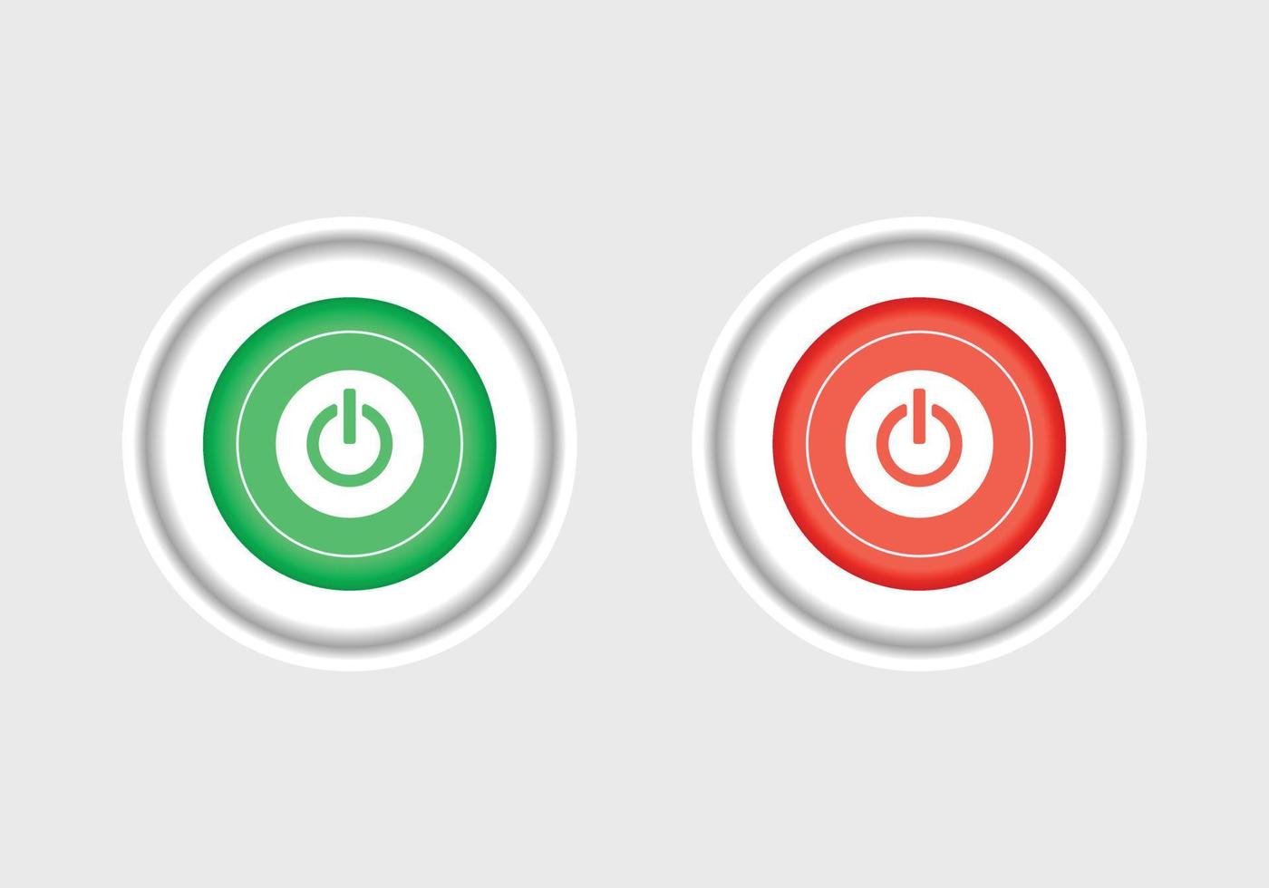 On and off push buttons icon red and green. On-Off switch symbol, the power button, standby mode pictogram vector