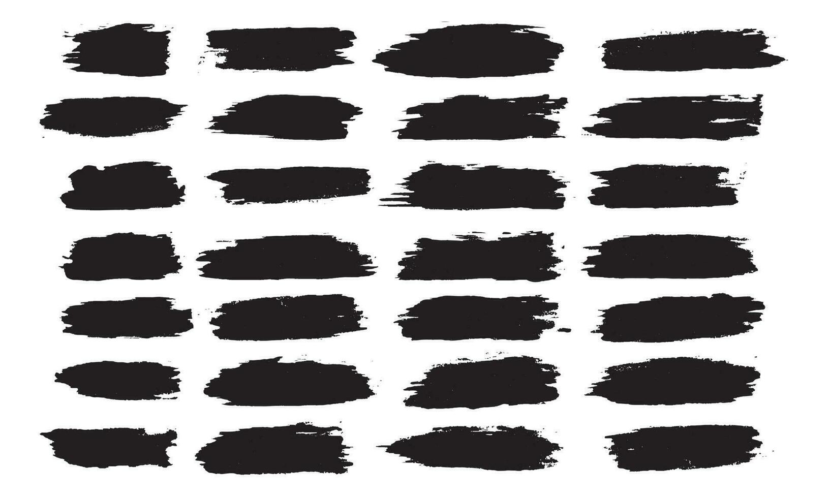 Hand drawn abstract black paint brush strokes collection vector