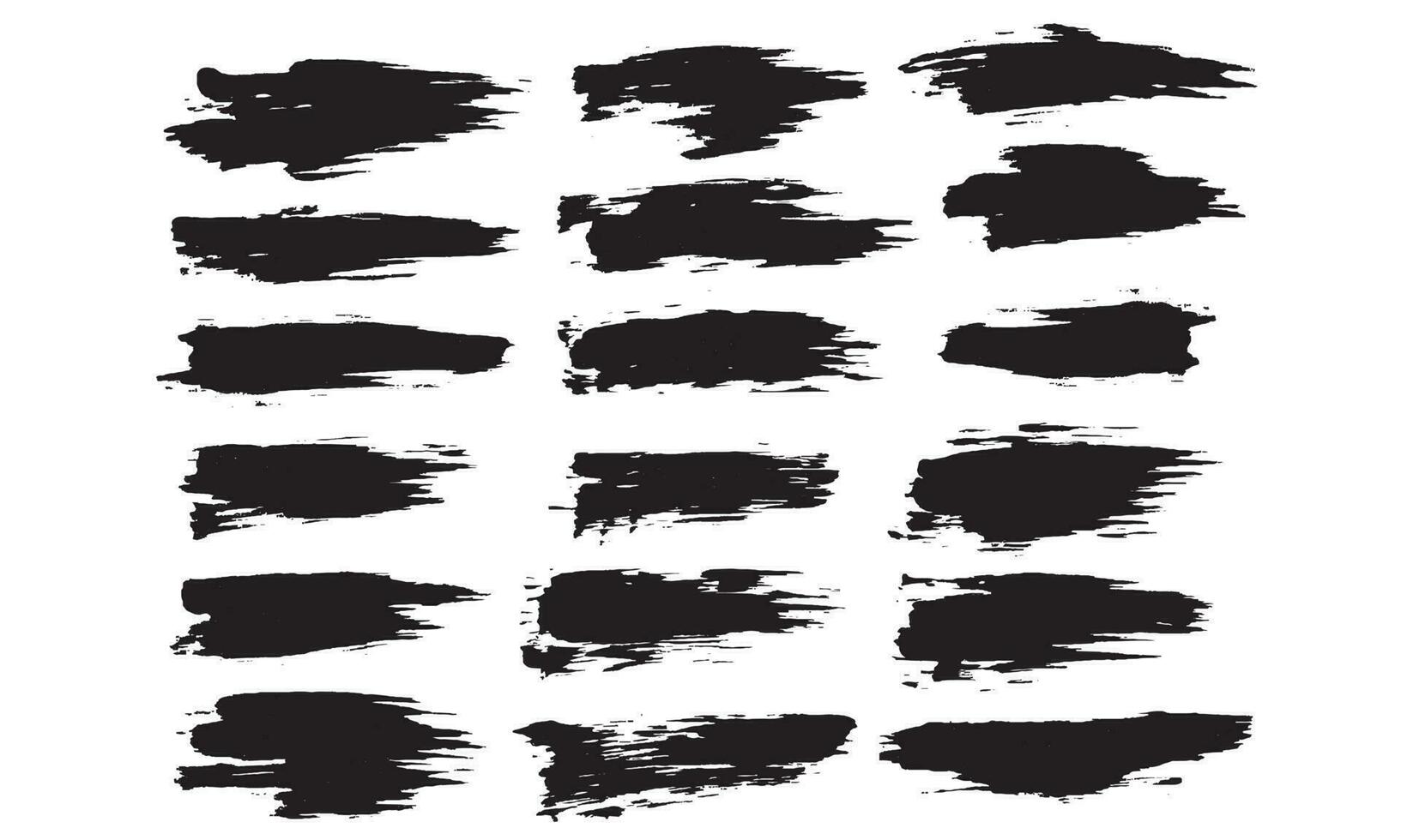 Black ink brush stroke collection vector