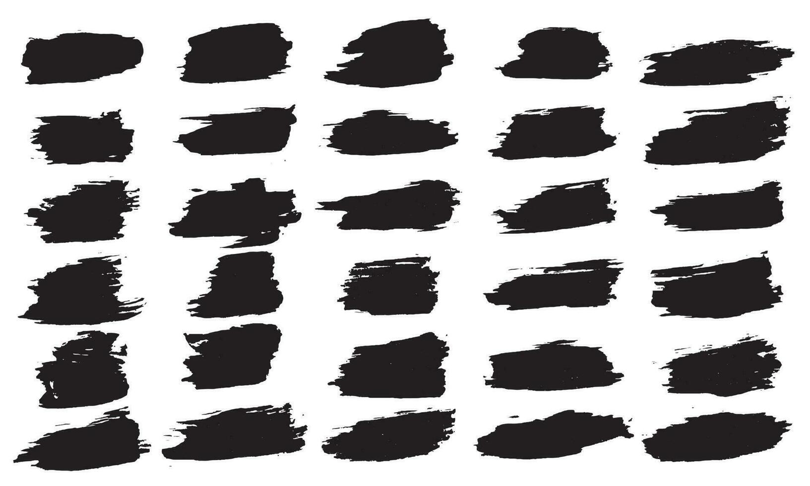 Hand drawn ink brush stroke set vector