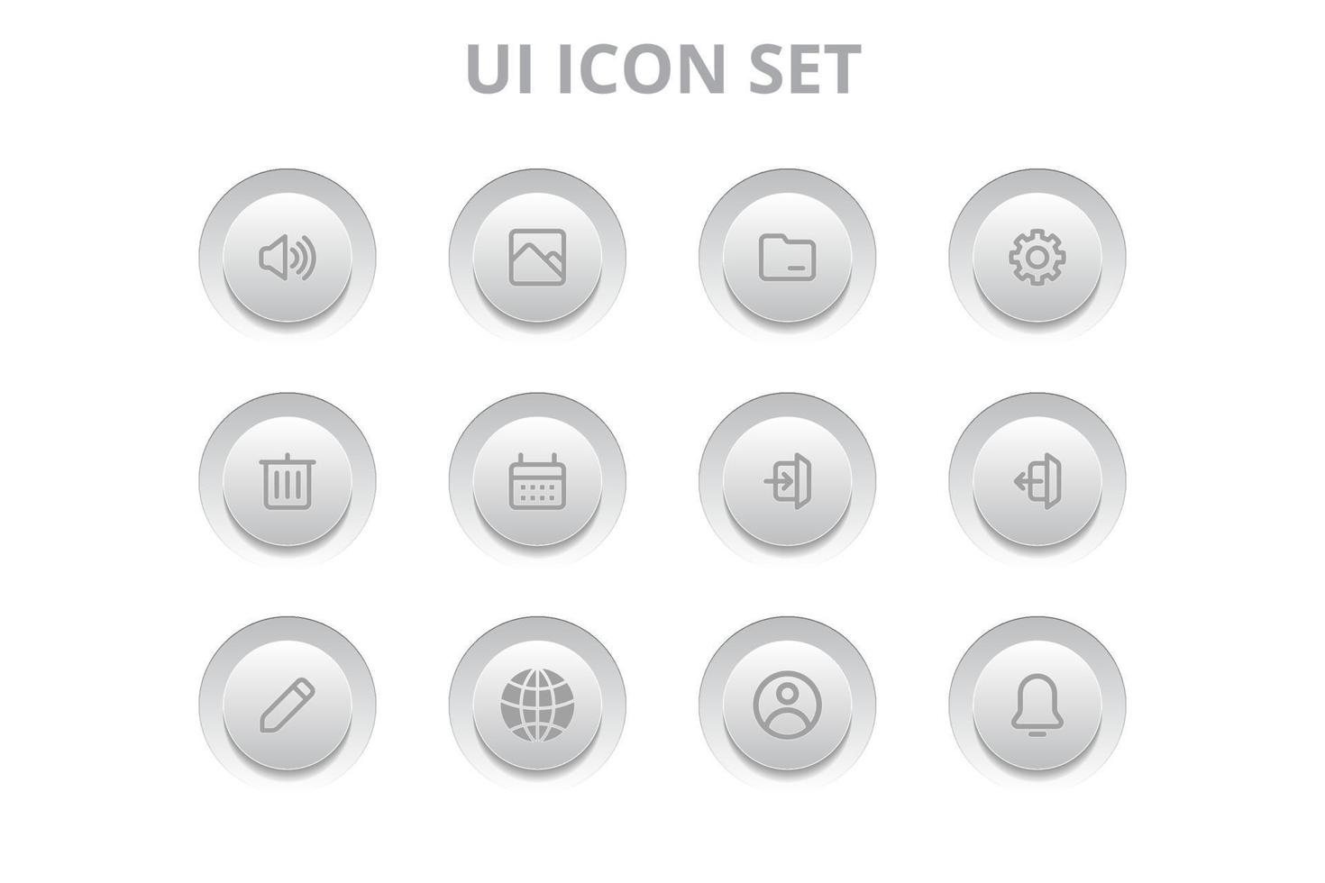 Set of ui minimal icon button vector