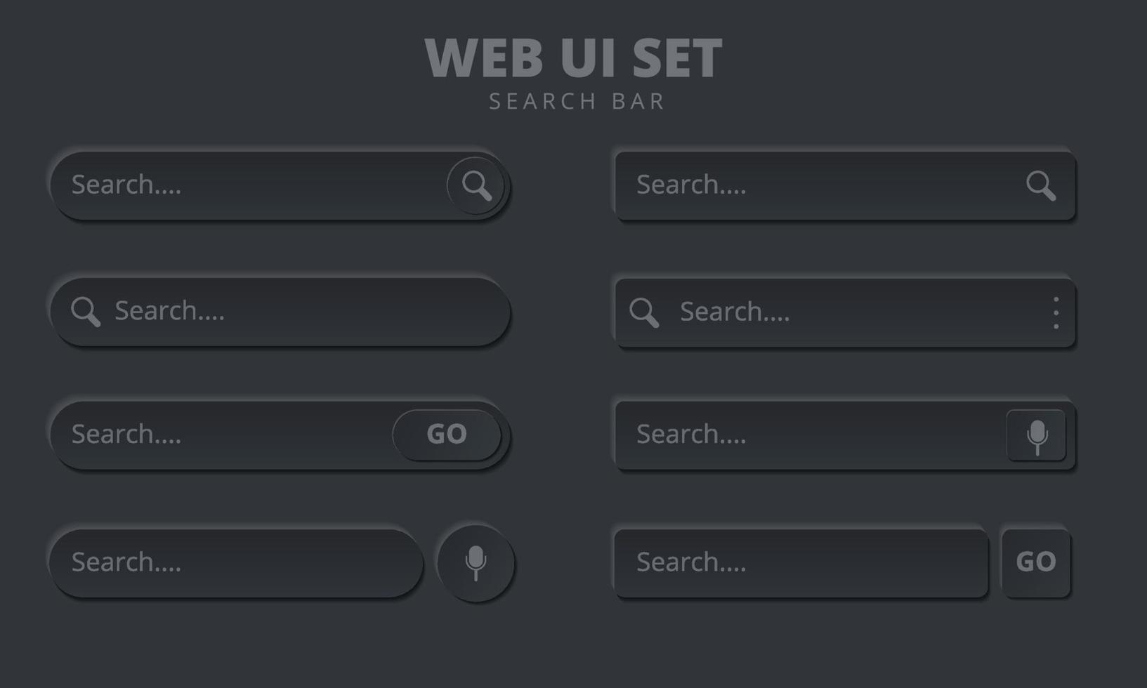 conjunto de barra de búsqueda para diseño de interfaz de usuario y dirección de búsqueda de sitio web y vector de barra de navegación