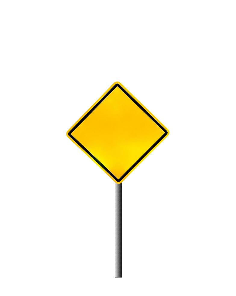 Blank yellow road warning sign photo
