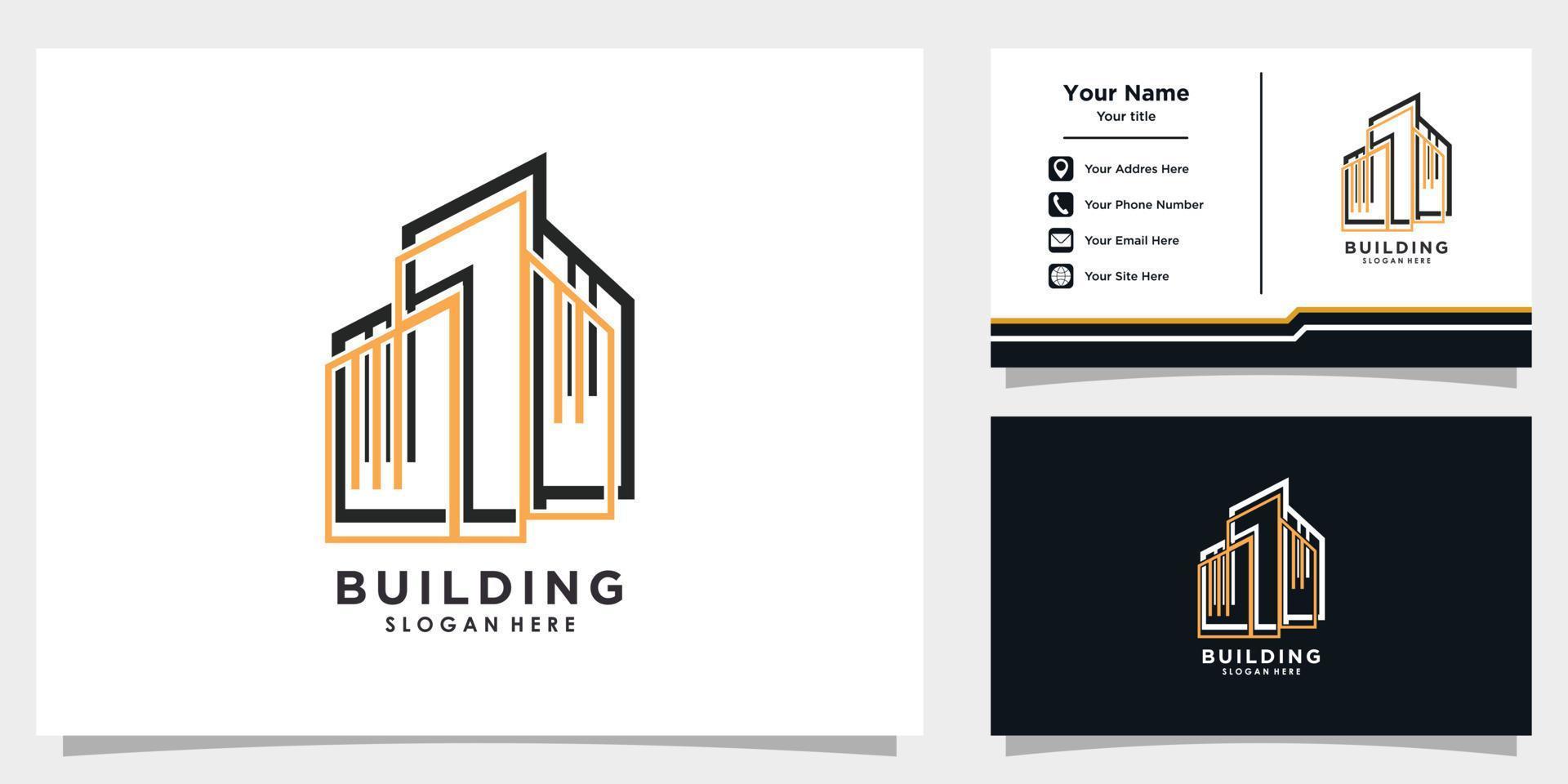 building logo design vector with element icon and business card template