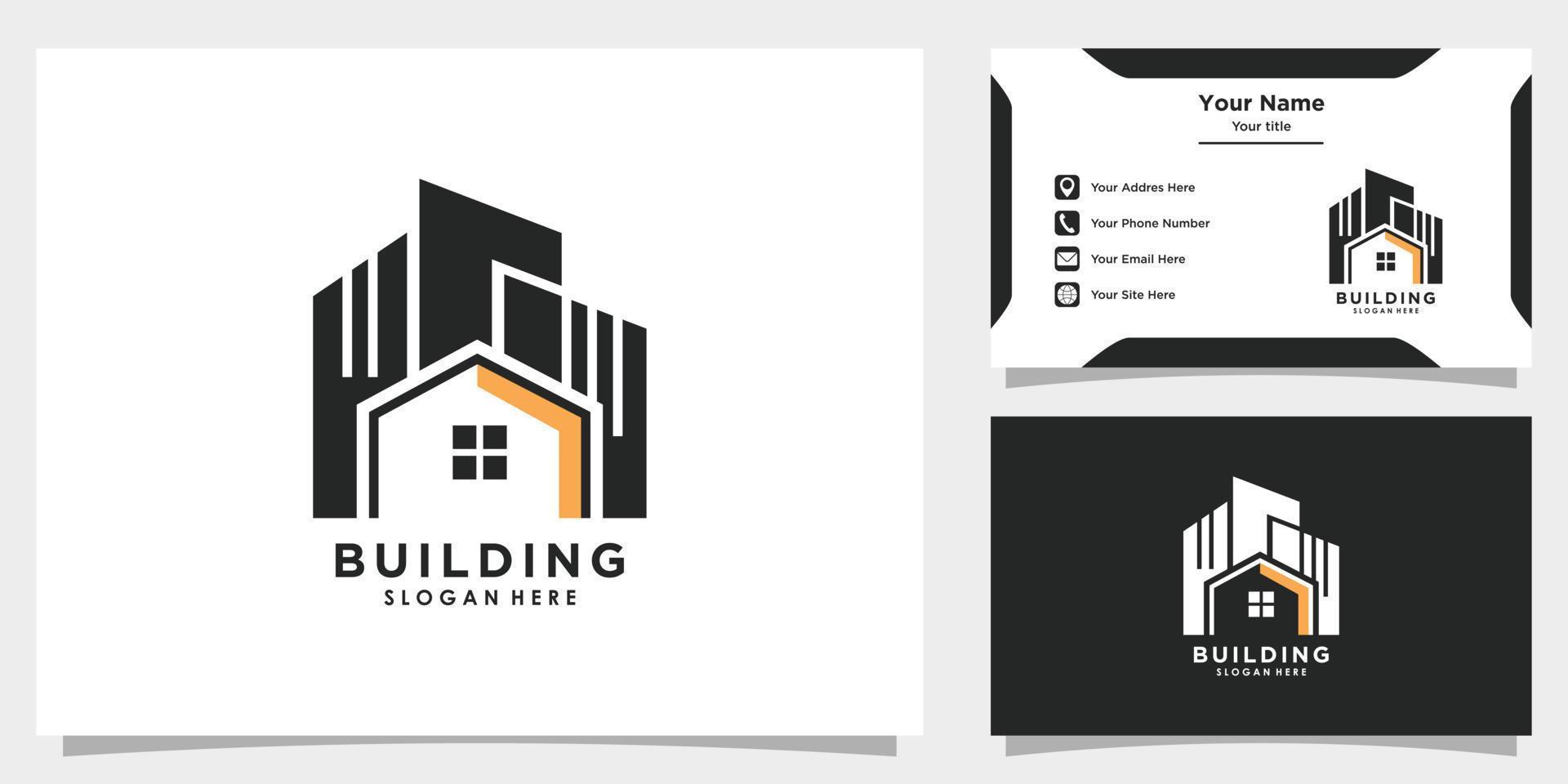 building logo design vector with element icon and business card template