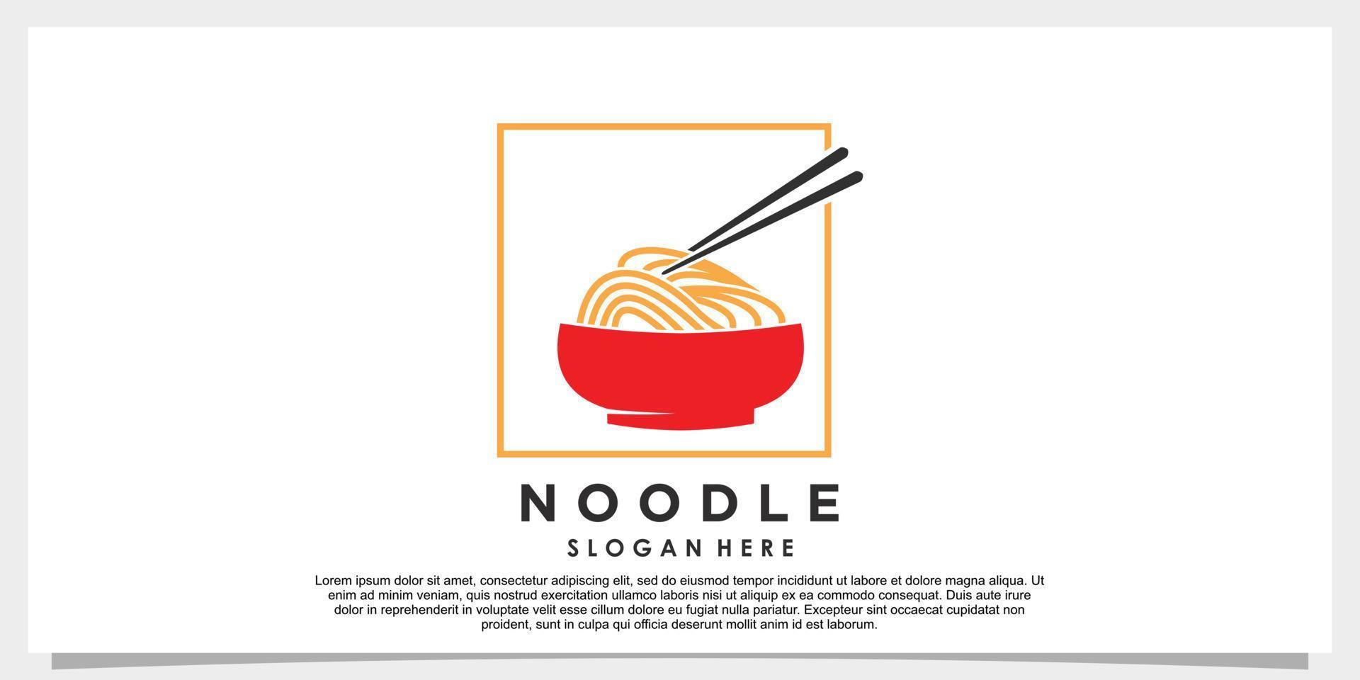 vector de diseño de logotipo de fideos ramen con concepto creativo