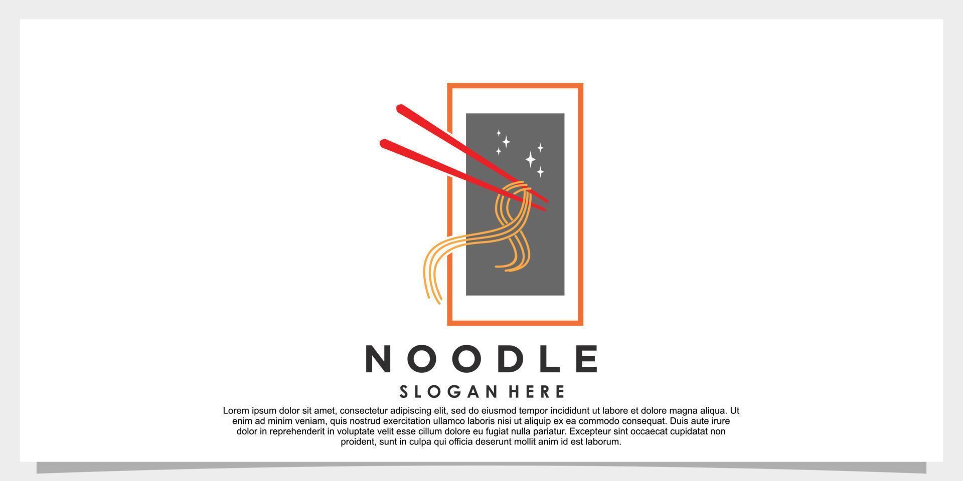 vector de diseño de logotipo de fideos ramen con concepto creativo