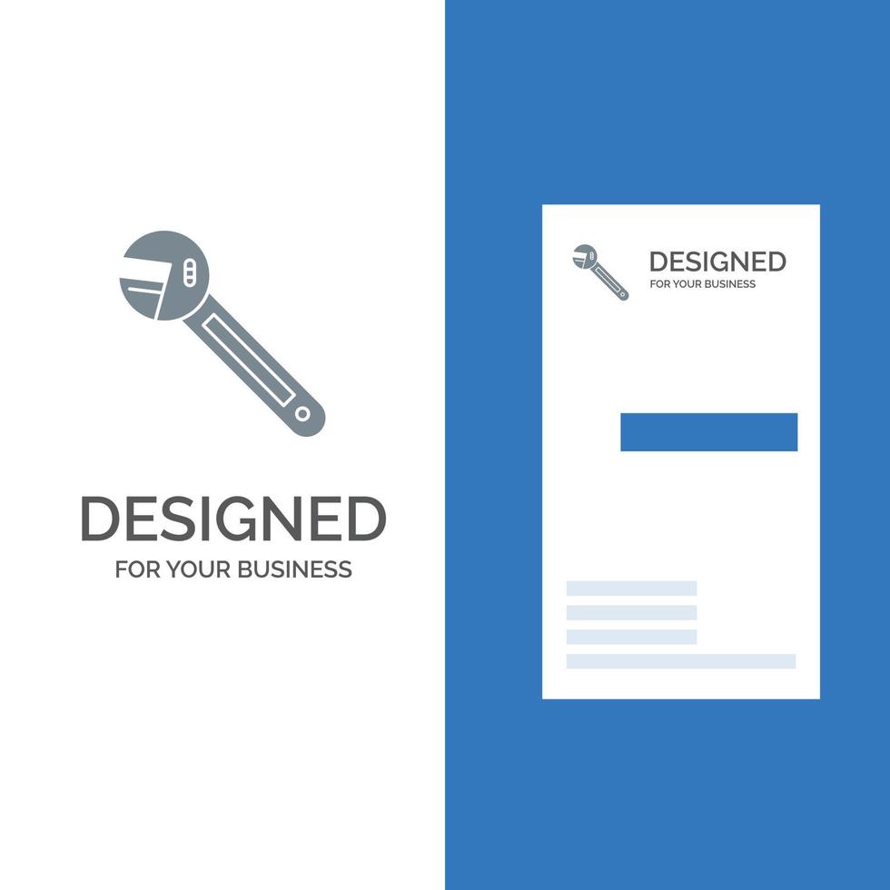 Wrench Option Tool Spanner Tool Grey Logo Design and Business Card Template vector