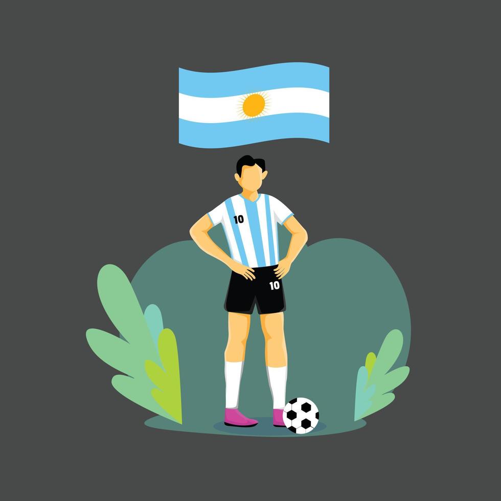 Argentina football player flat concept character vector design