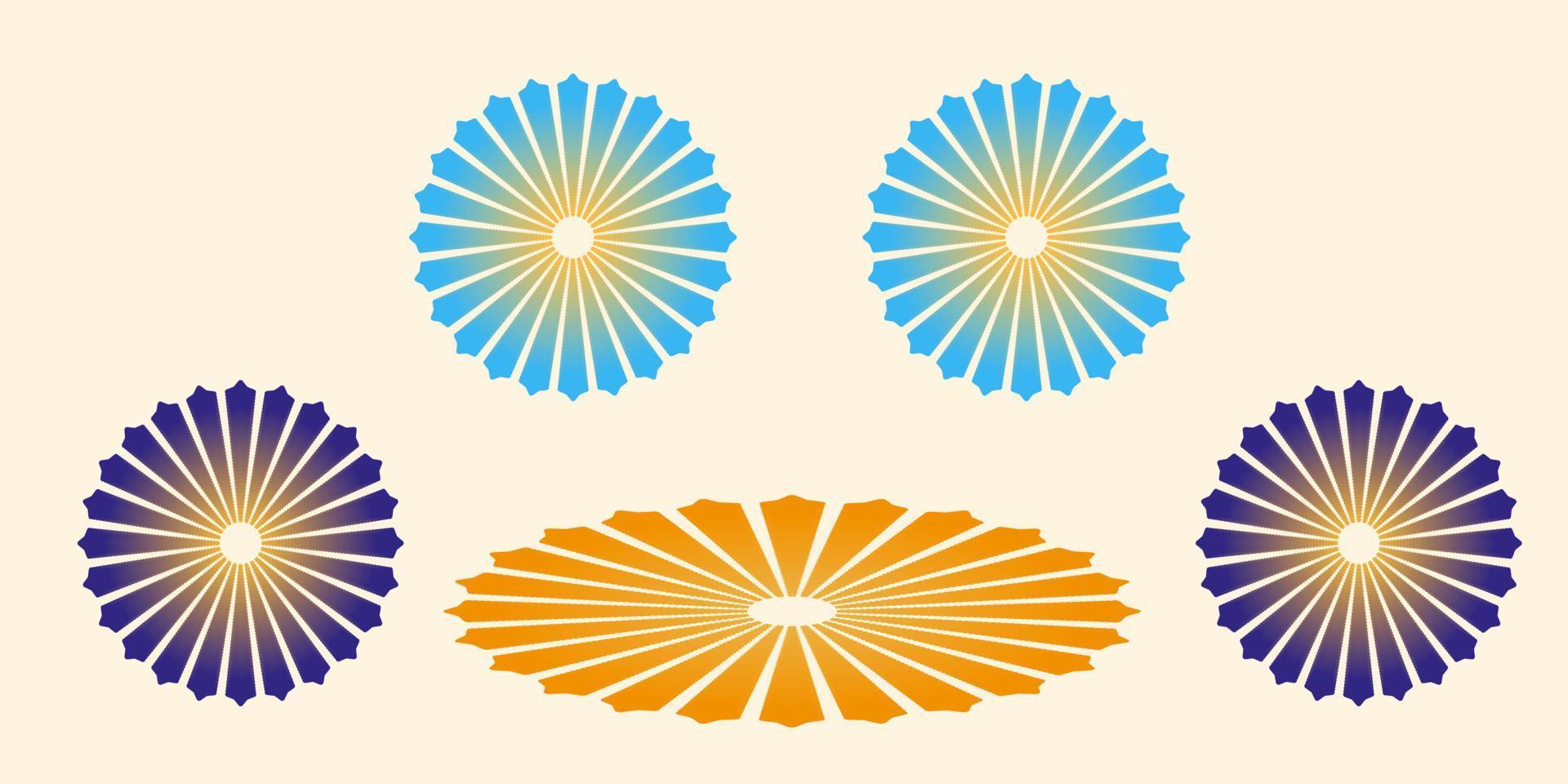 Geometric flowers blue, yellow and navy colors. Vector illustration