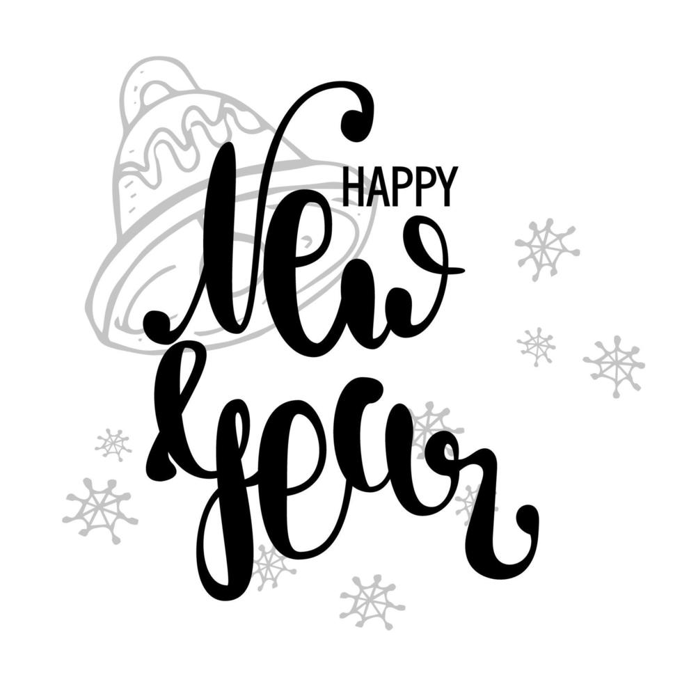 Happy New Year. Holiday Vector Illustration With Lettering Composition And Burst. Vintage festive label