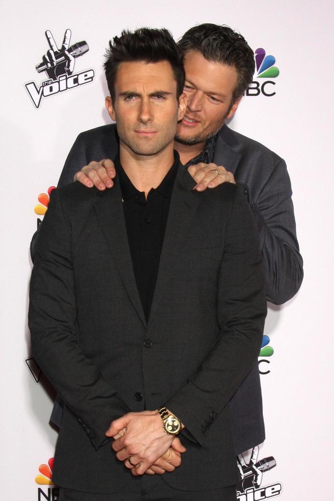 LOS ANGELES - NOV 24 - Adam Levine, Blake Shelton at the The Voice Season 7 Red Carpet at the Universal City Walk on November 24, 2014 in Los Angeles, CA photo