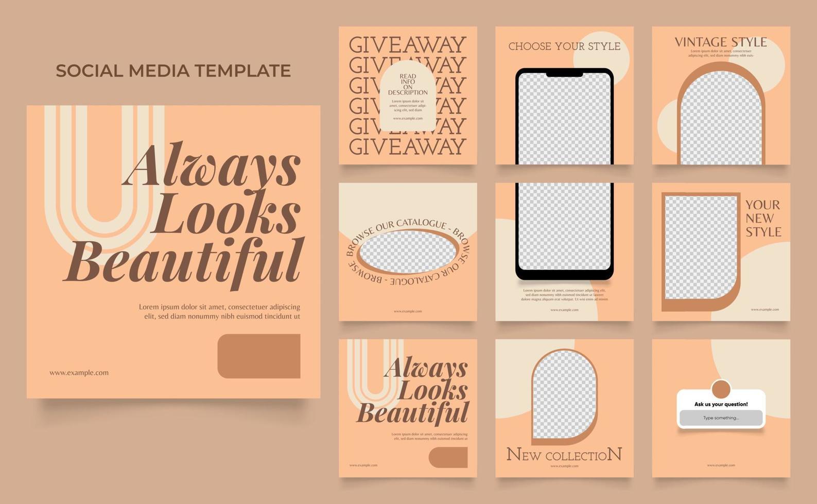 social media template banner fashion sale promotion in brown khaki color vector