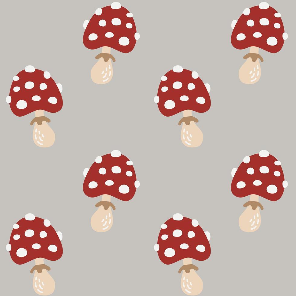 Fly agaric cartoon color seamless pattern vector