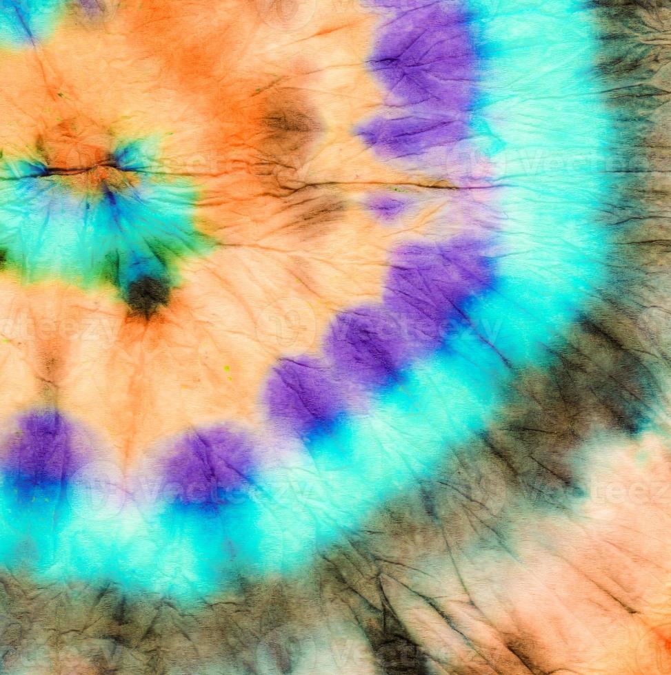 Neon Spiral Tie Dye. Tiedye Round Texture. Denim photo