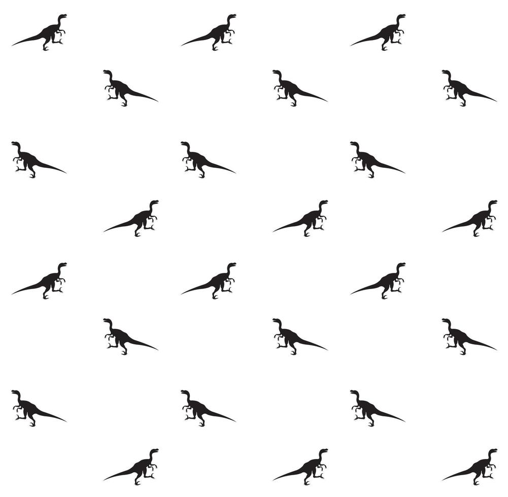 Vector seamless pattern of velociraptor silhouette