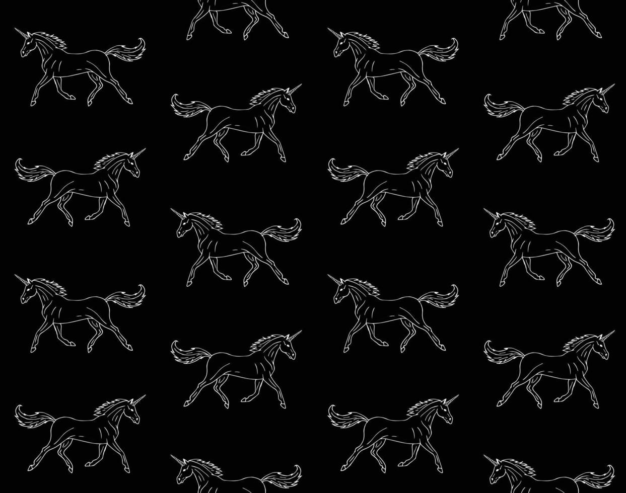 Vector seamless pattern of hand drawn unicorn